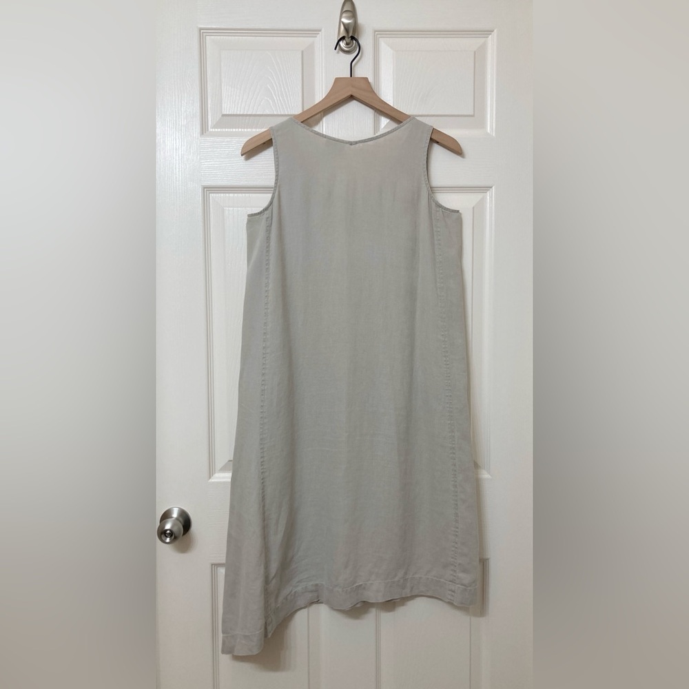 Pure J Jill Taupe Linen Sleeveless Shift Tank Dress XSP Minimalist Beach Coastal - Picture 3 of 7